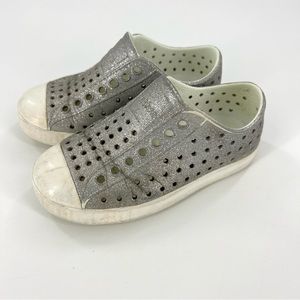 Native Jefferson Bling Slip On Sneakers Silver Disco Bling/ Shell White C9